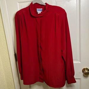 Pendleton Classic Red Long-Sleeve Blouse With Hidden Buttons